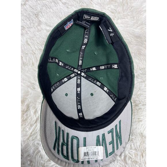 New York Jets Hat Cap Fitted Mens 7 3/4 Green NFL Football New Era 59FIFTY - Picture 6 of 10